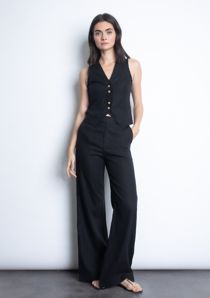 Alejandra Black Linen Vest