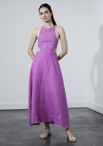 Alexandria Midi Dress in Purple Karina Grimaldi