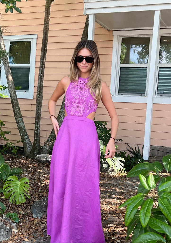 Alexandria Midi Dress in Purple