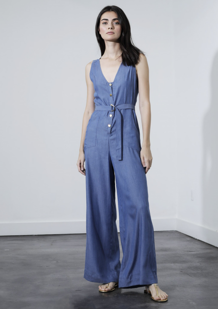 e Norma Denim Jumpsuit in Chambray  Karina Grimaldi