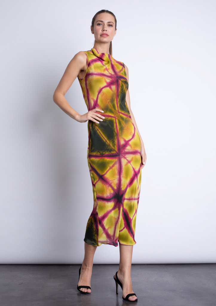  Brooke Print Midi Dress - Juniper Tie