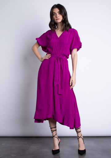 Galilea Solid Dress in Magenta